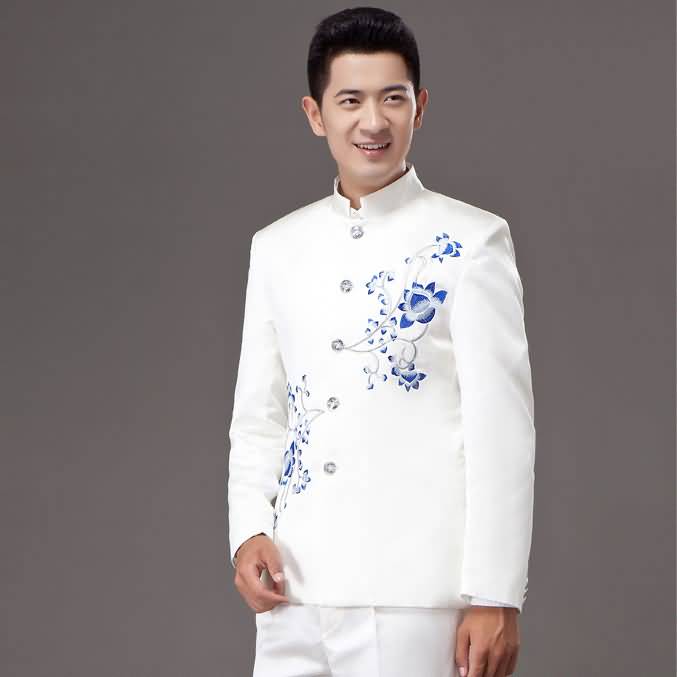 中国风青花瓷中式男装礼服2015新款
